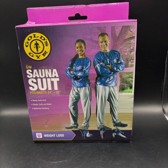Gold's Gym Sauna Suit S/M Fits Waist 24"-32" Weight Loss Heavy-Duty Vinyl - Picture 1 of 6